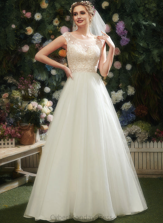 A-Line Beading Dress Lace Wedding Dresses With Illusion Skye Train Court Wedding Sequins