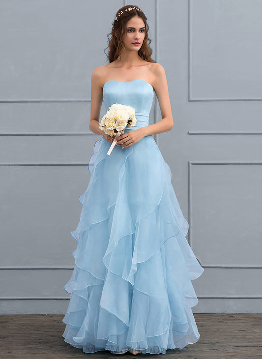 Wedding Ruffles Cascading With A-Line Wedding Dresses Charmeuse Organza Sweetheart Tianna Floor-Length Dress