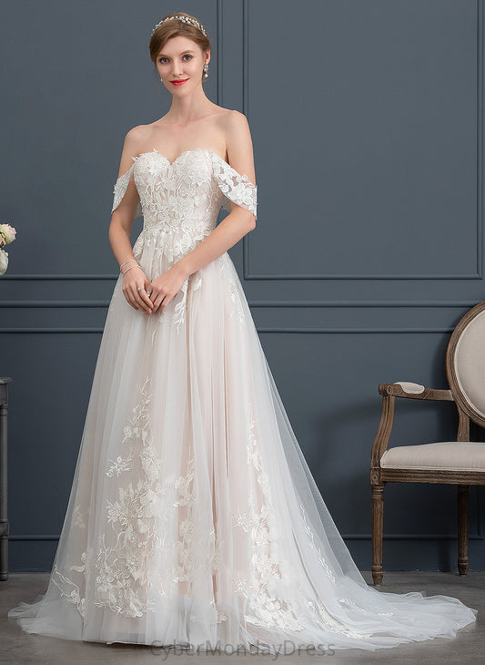 Wedding Dress Sweetheart Sweep Diamond Ball-Gown/Princess Tulle Lace Train Wedding Dresses