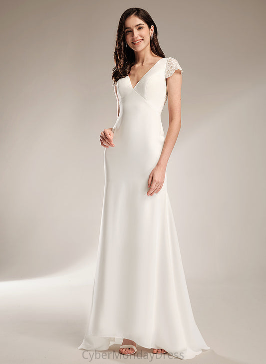 Sheath/Column Valery Wedding Train Chiffon With Sweep Lace Dress Wedding Dresses V-neck