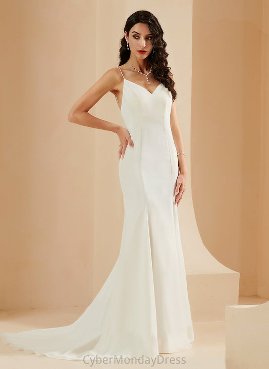 Wedding Dress V-neck Trumpet/Mermaid Rosemary Chiffon Wedding Dresses Train Court