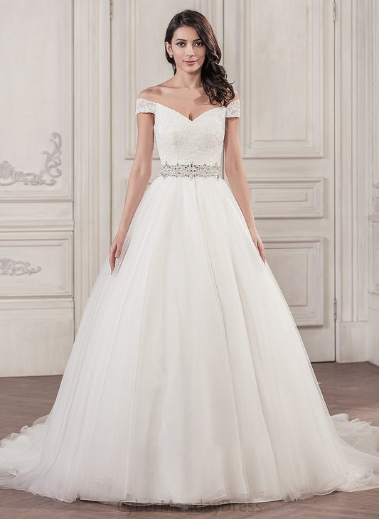 Hadley Wedding Dresses Sequins With Beading Ball-Gown/Princess Train Tulle Cathedral Wedding Dress