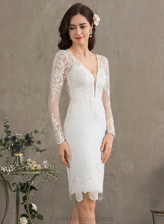 Elaina Knee-Length V-neck Sheath/Column Dress Crepe Stretch Wedding Dresses Wedding