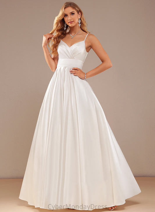 V-neck Ball-Gown/Princess Wedding Floor-Length Dress Wedding Dresses Satin Yuliana