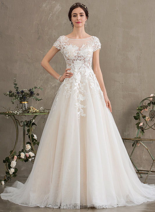 Illusion Dress Wedding Ball-Gown/Princess Tulle Court Wedding Dresses Alyson Train