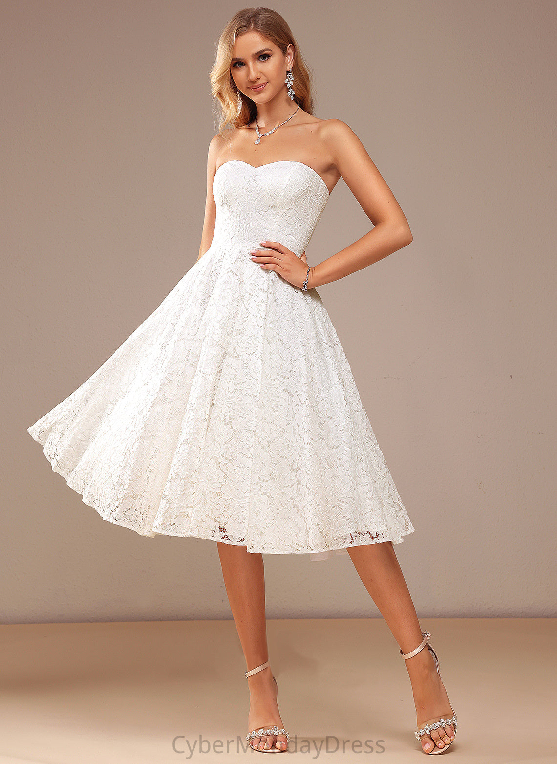 Knee-Length A-Line Frances Lace Sweetheart Wedding Wedding Dresses Dress