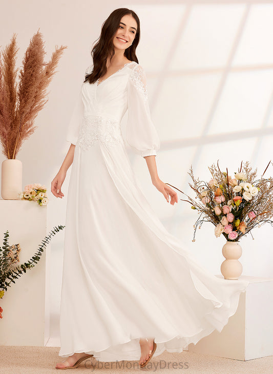 Lace Kristina Chiffon Dress A-Line Floor-Length V-neck With Wedding Dresses Wedding