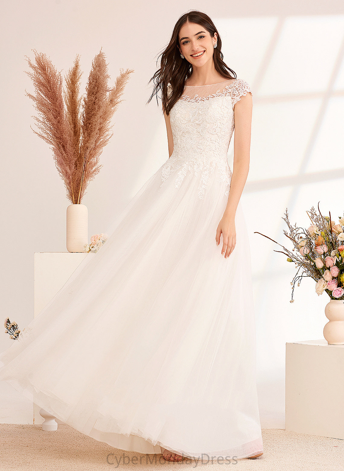 Wedding Dresses Tulle Illusion Wedding Dress Lace Ann Lace With Ball-Gown/Princess Floor-Length