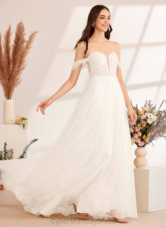 Sweep Wedding Lila Wedding Dresses Train Dress Off-the-Shoulder A-Line Sequins With