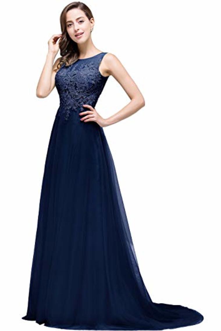 Lace Tulle Sleeveless Evening Dress Ball Gown Wedding Bridesmaid Backless Long Dress