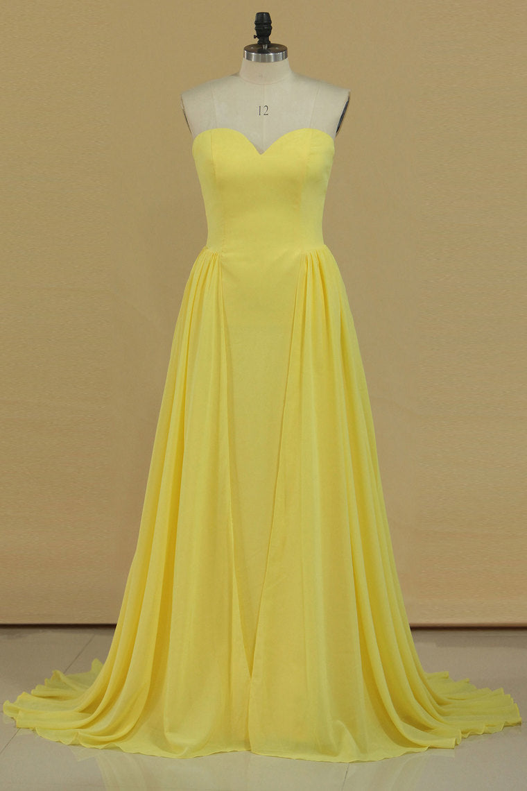 2024 New Arrival Chiffon Bridesmaid Dresses Sweetheart Sweep Train A Line