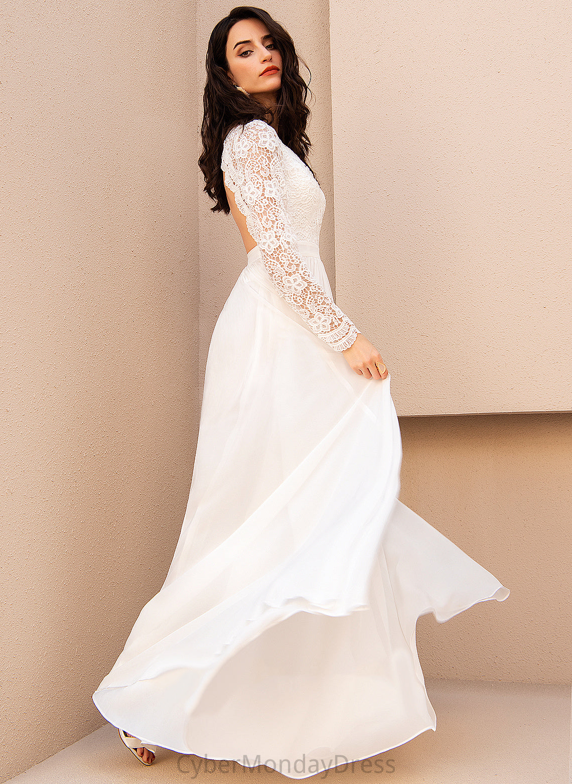 Dress Chiffon V-neck Wedding Dresses A-Line Floor-Length Wedding Sophie