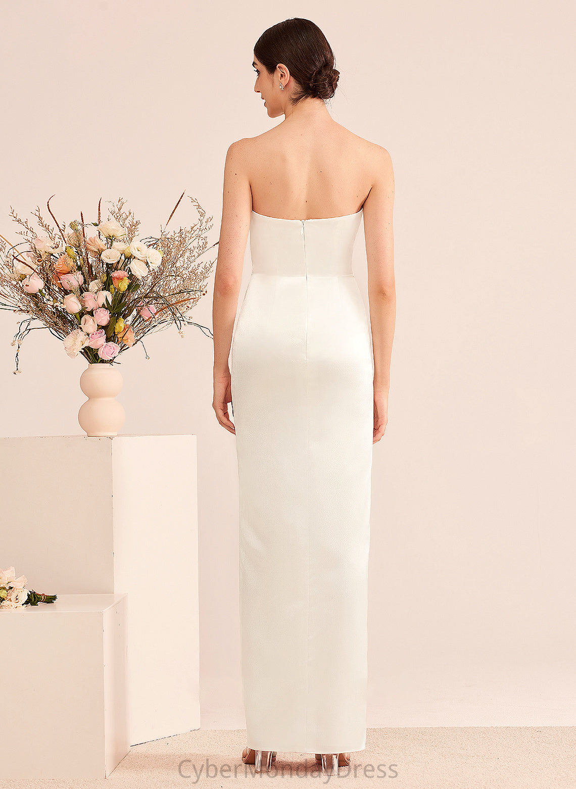 Split Sheath/Column Wedding Sweetheart Dress Kelly With Floor-Length Ruffle Wedding Dresses Front