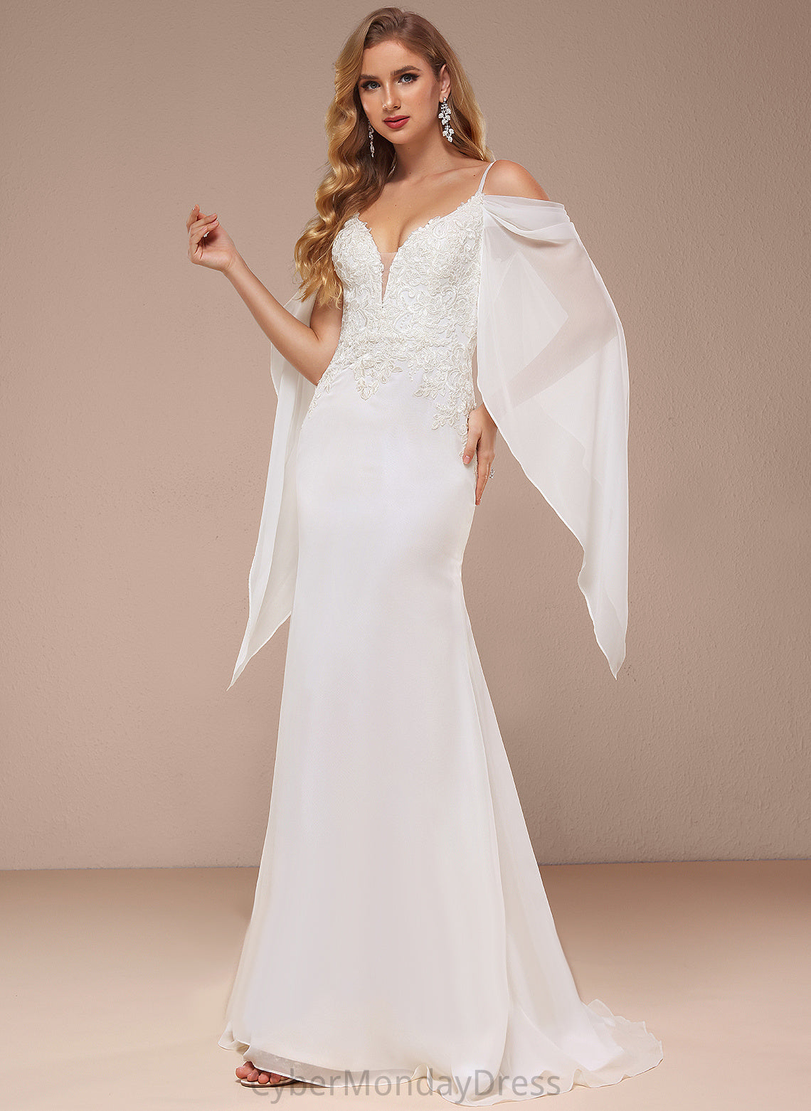 Train Ainsley Lace Wedding Dress Sweep Wedding Dresses Trumpet/Mermaid Shoulder Chiffon Cold