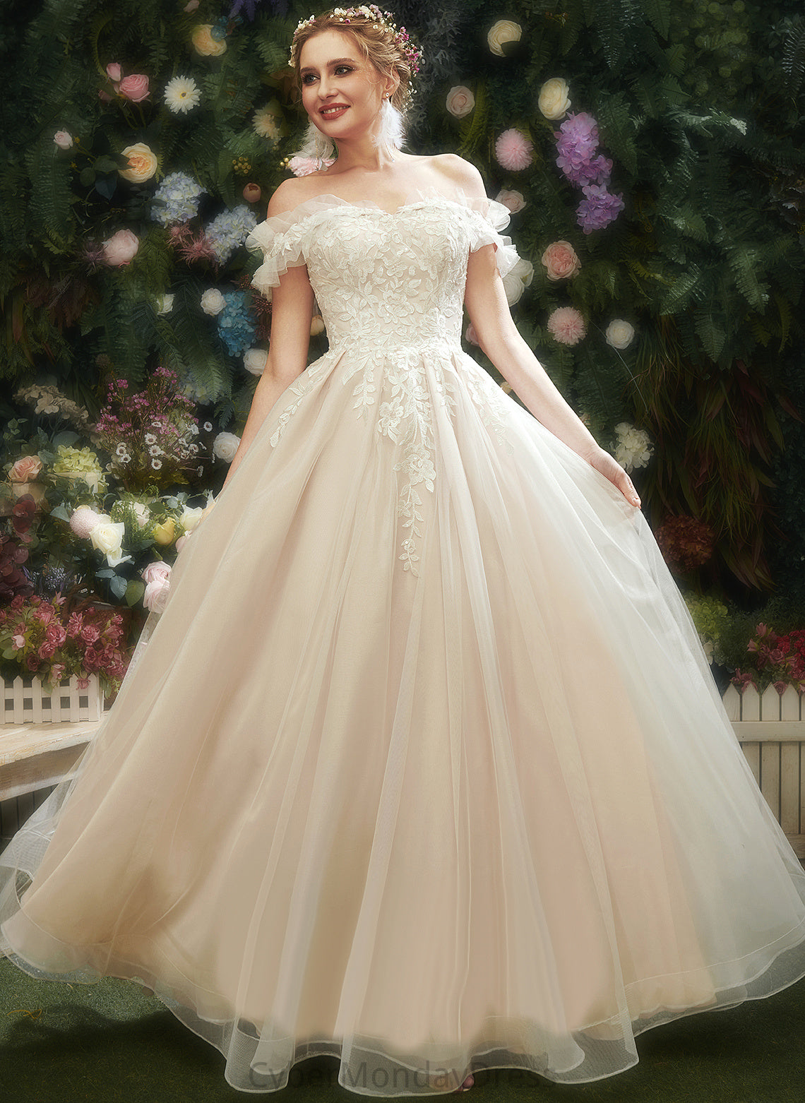 A-Line Floor-Length Tulle Sequins Lace With Sweetheart Wedding Dress Elvira Wedding Dresses