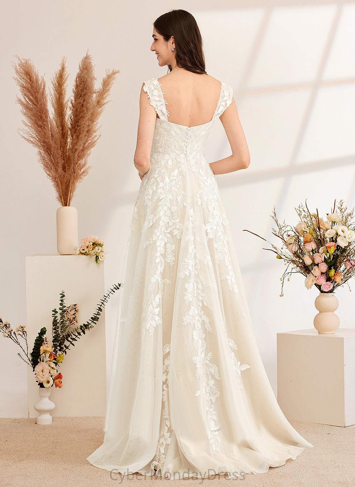 Dress Wedding Dresses Off-the-Shoulder Sequins Sweep Wedding A-Line Train With Alexia Beading Tulle Lace