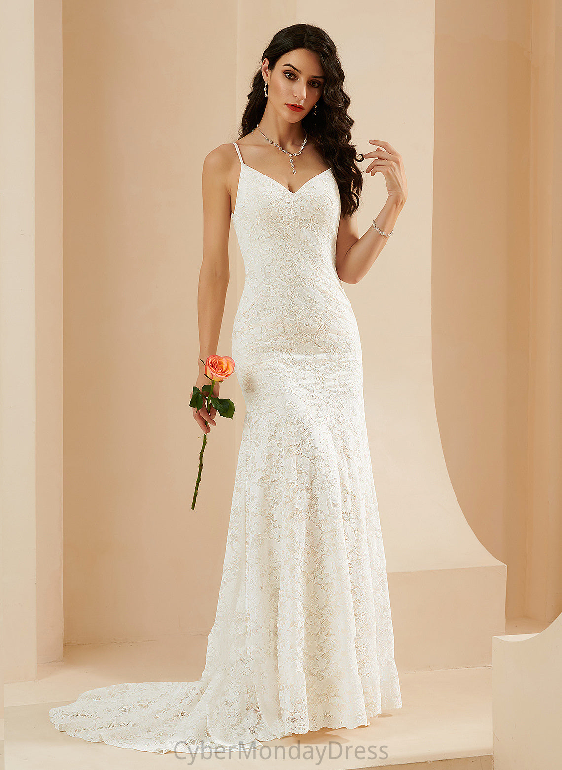 Train Wedding Dresses Dress V-neck Lace Trumpet/Mermaid Abbie Wedding Court