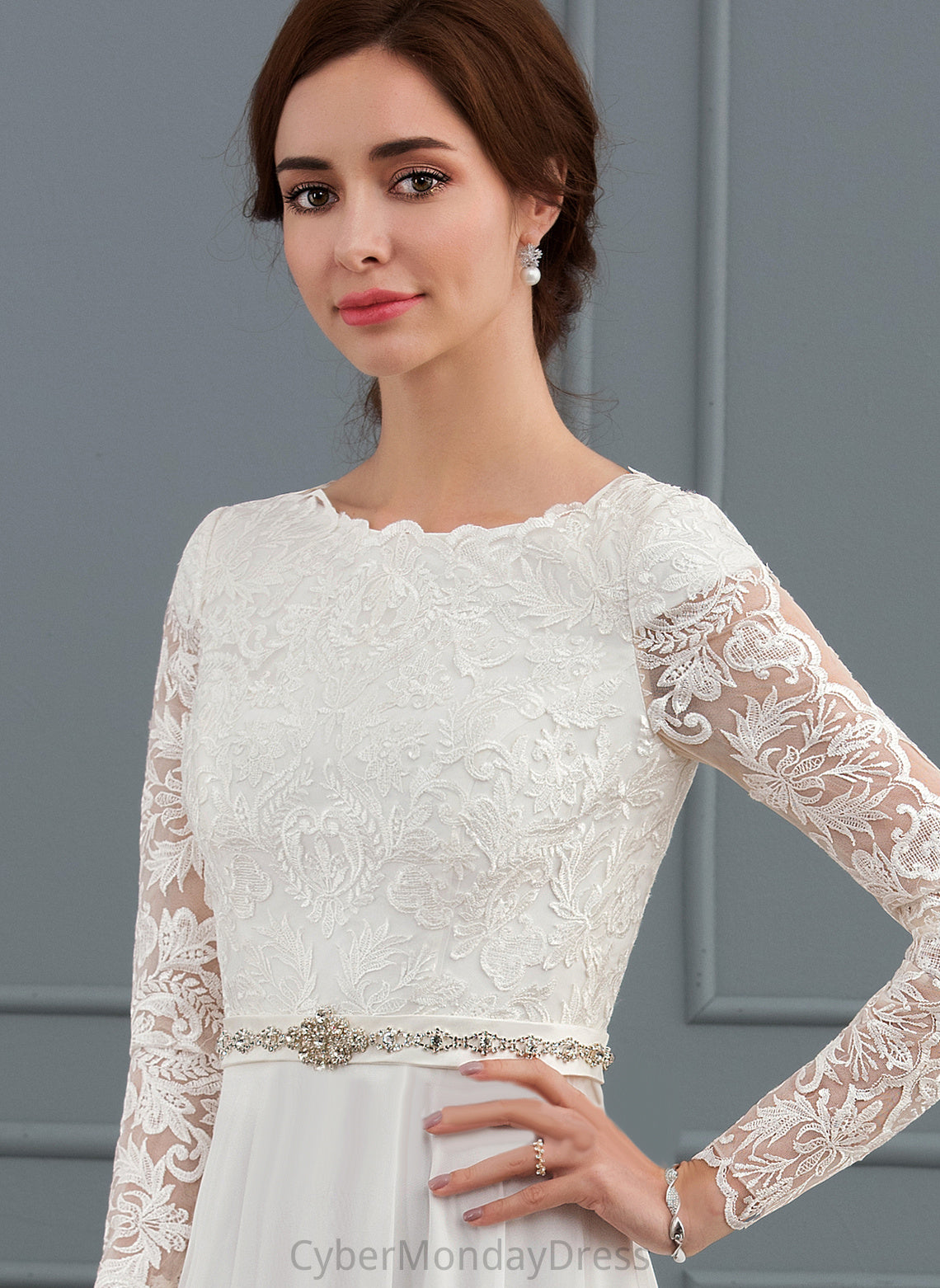 Lace Wedding Train With Chiffon Court Rylee Beading A-Line Dress Wedding Dresses