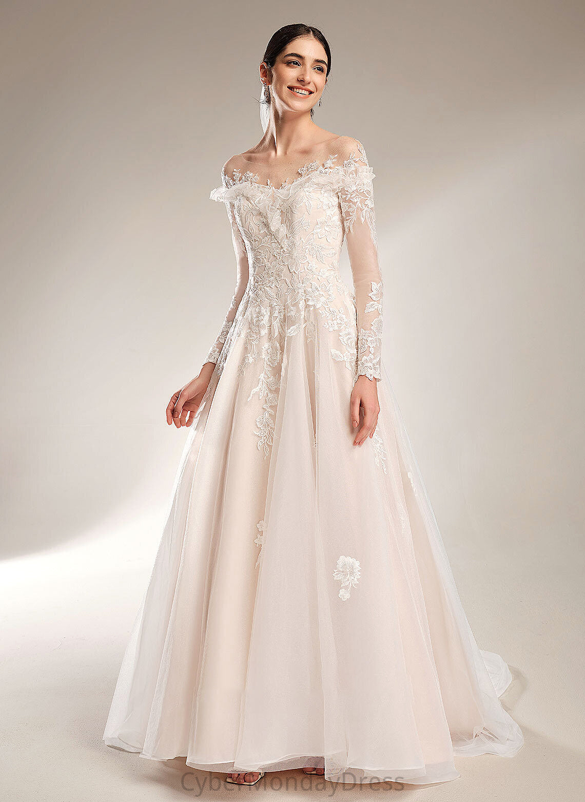 Sequins Train Wedding With Court Dress Wedding Dresses Off-the-Shoulder Ball-Gown/Princess Ainsley