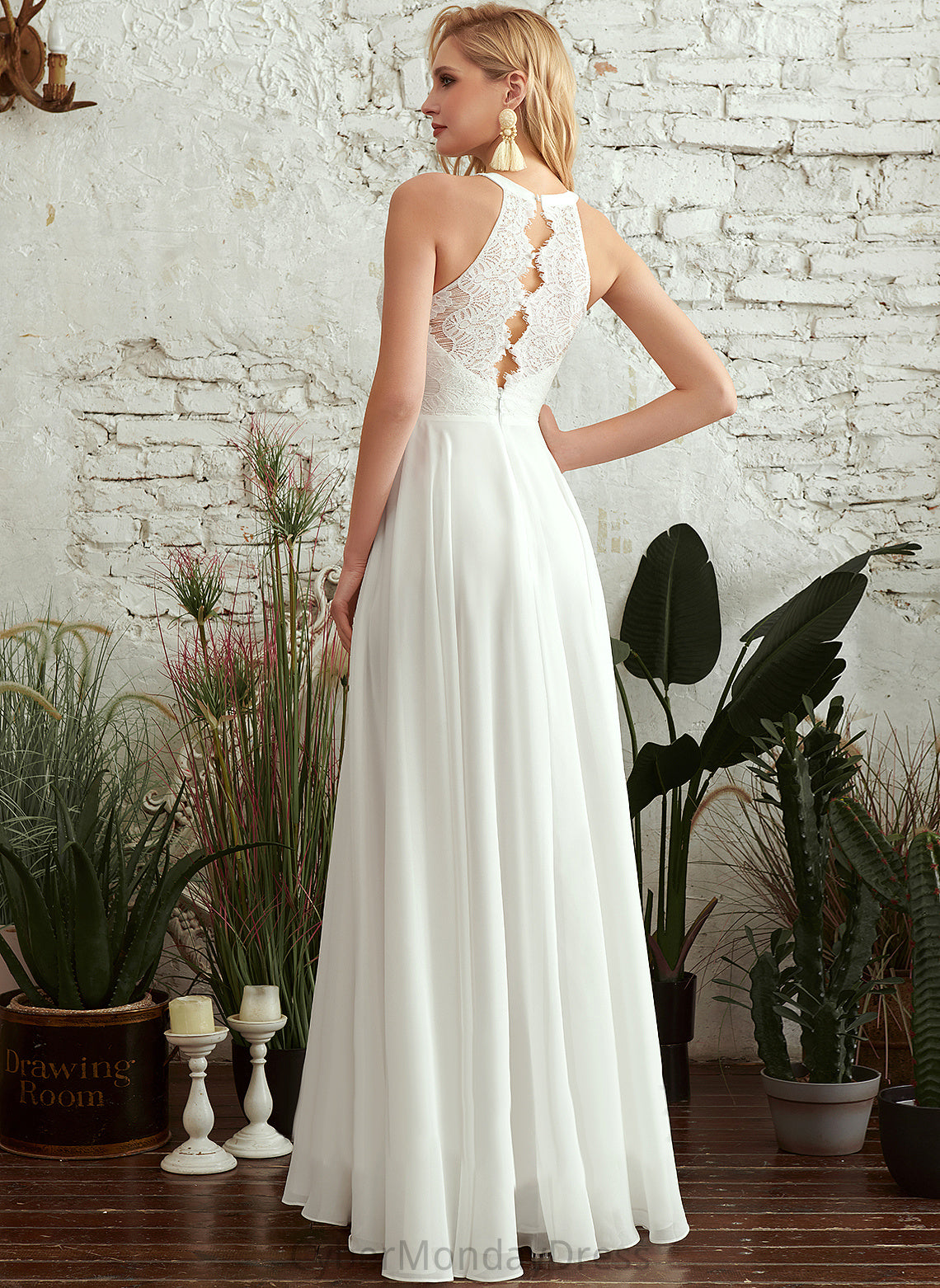 Wedding Dresses Floor-Length Dress A-Line Chiffon Scoop Wedding Mariah Lace