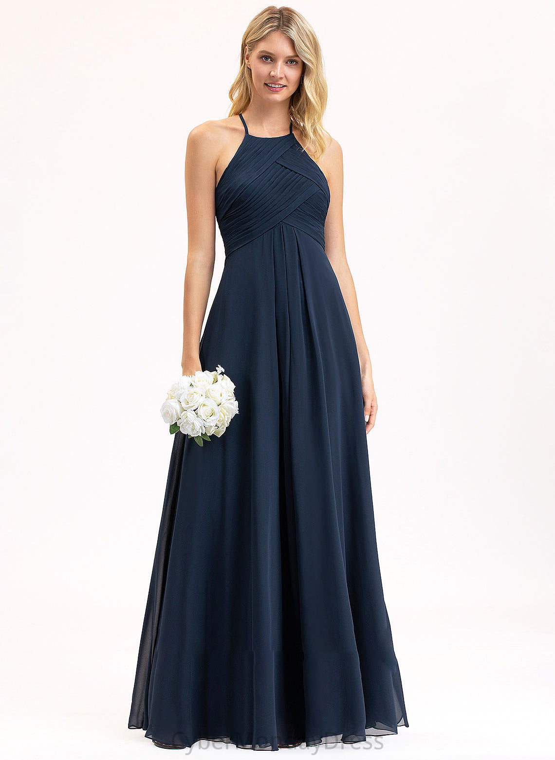 Length Embellishment Ruffle A-Line Silhouette Neckline Fabric ScoopNeck Floor-Length Audrina Bridesmaid Dresses