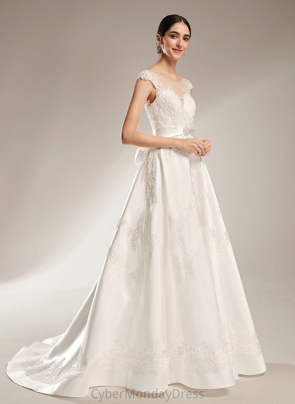 Neck Ball-Gown/Princess Chapel Wedding With Train Scoop Beading Satin Zoe Dress Sequins Wedding Dresses