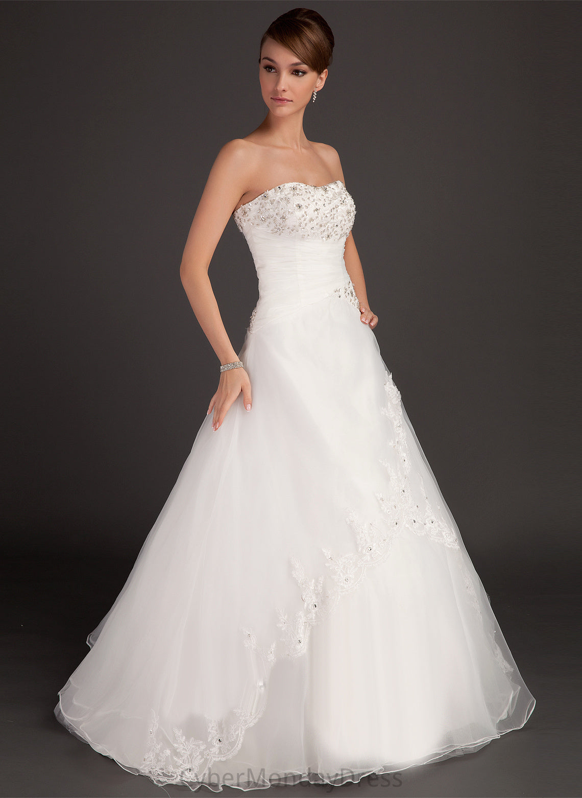 Ball-Gown/Princess Floor-Length Sweetheart Wedding Dresses Dress Lace Ruffle Bianca Wedding Organza With Beading