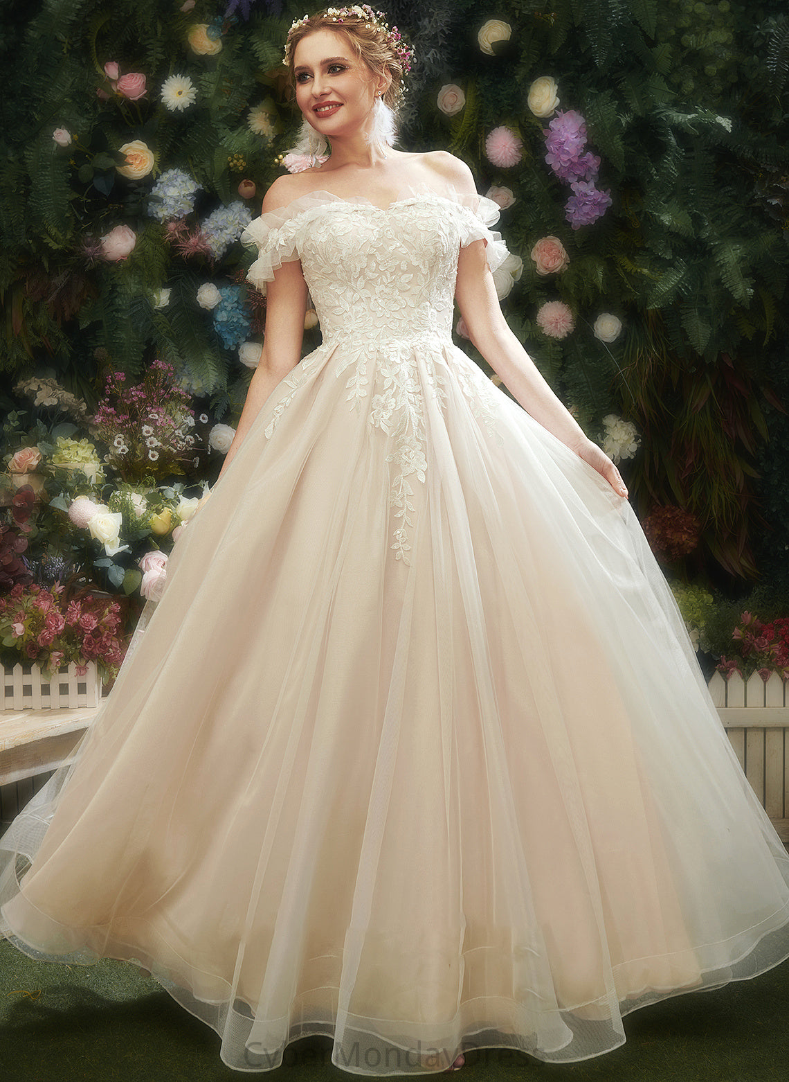 Floor-Length Rose Sweetheart Wedding With Lace Sequins Dress A-Line Wedding Dresses