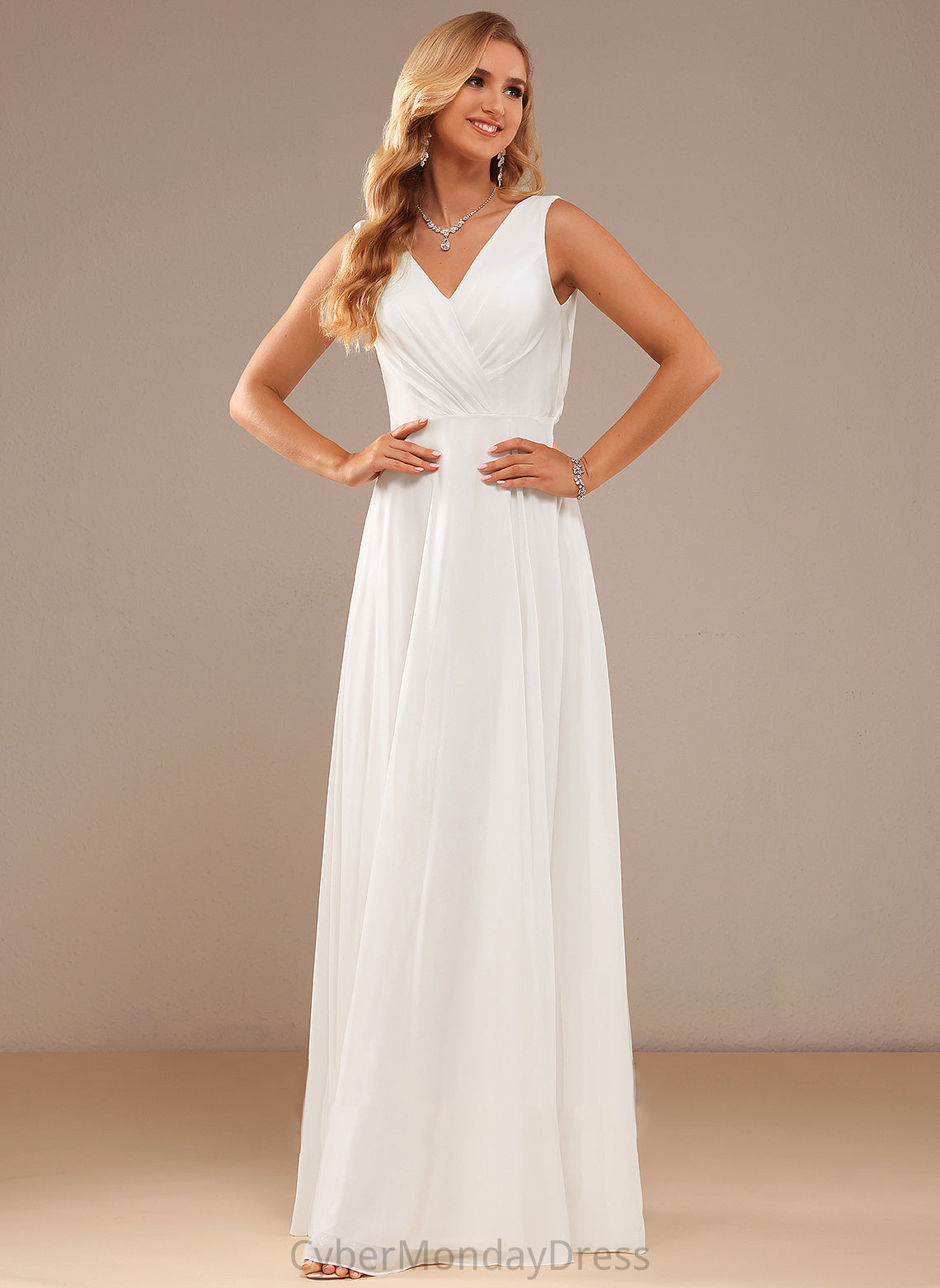 Wedding Dress Lace Floor-Length With Noemi Wedding Dresses Chiffon V-neck A-Line