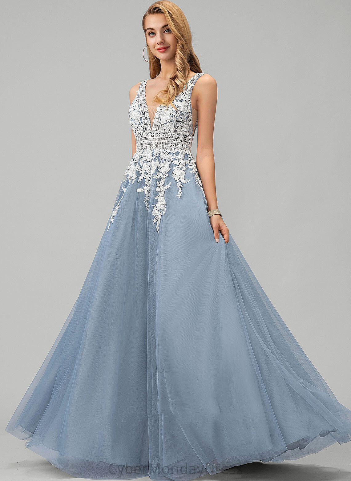 Ada V-neck Ball-Gown/Princess Dress Floor-Length Tulle Wedding Wedding Dresses