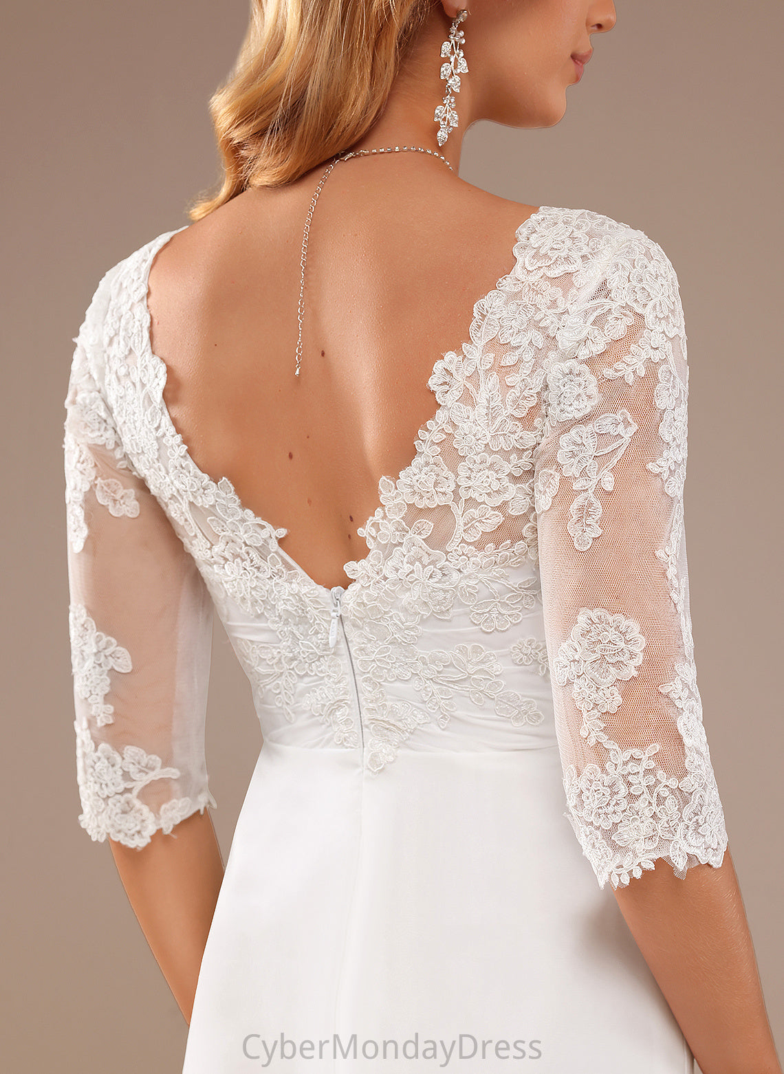 With Lace Chiffon Asymmetrical A-Line Dress Thalia Wedding Dresses Wedding V-neck Ruffle