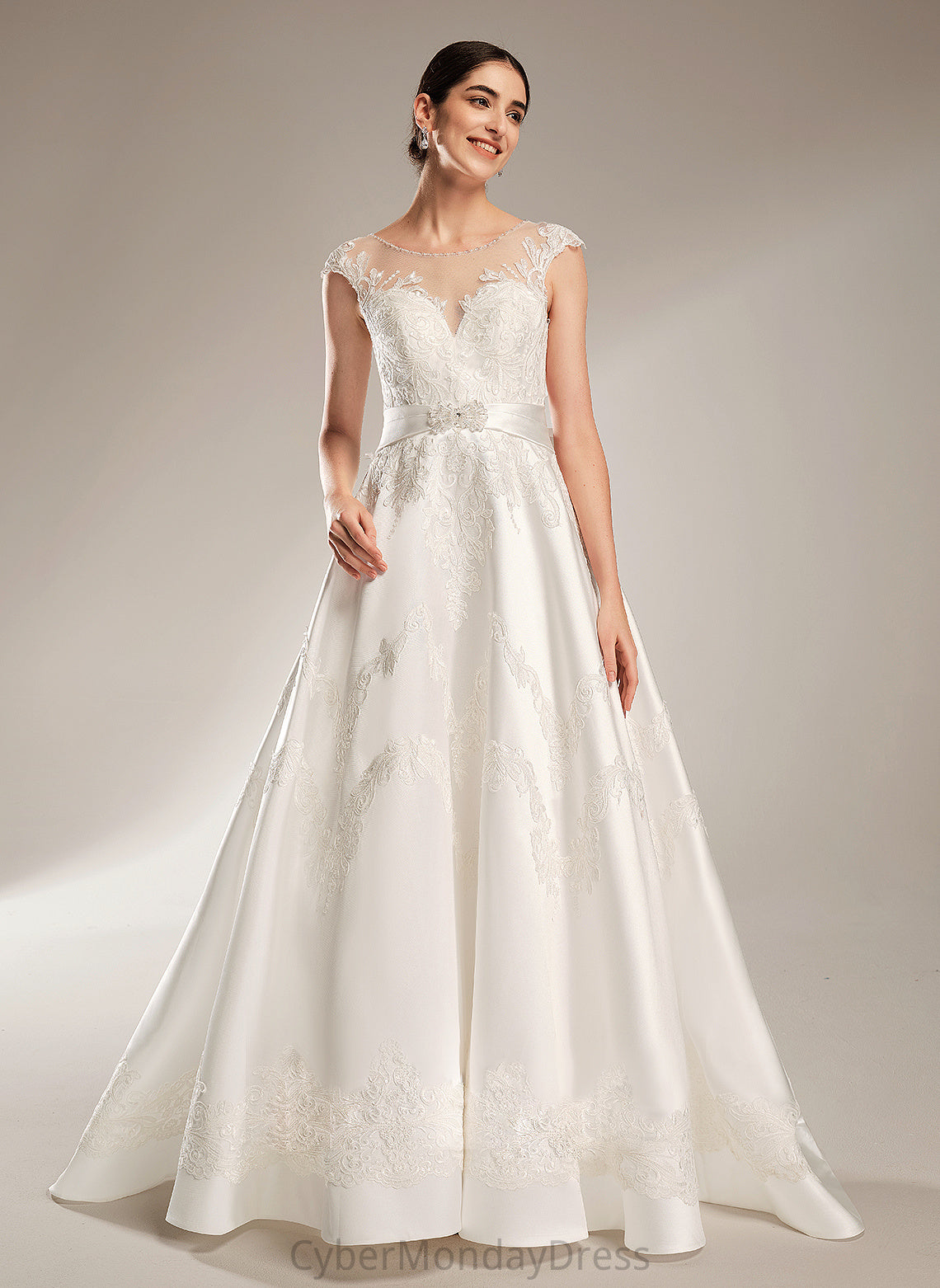 Neck Ball-Gown/Princess Chapel Wedding With Train Scoop Beading Satin Zoe Dress Sequins Wedding Dresses