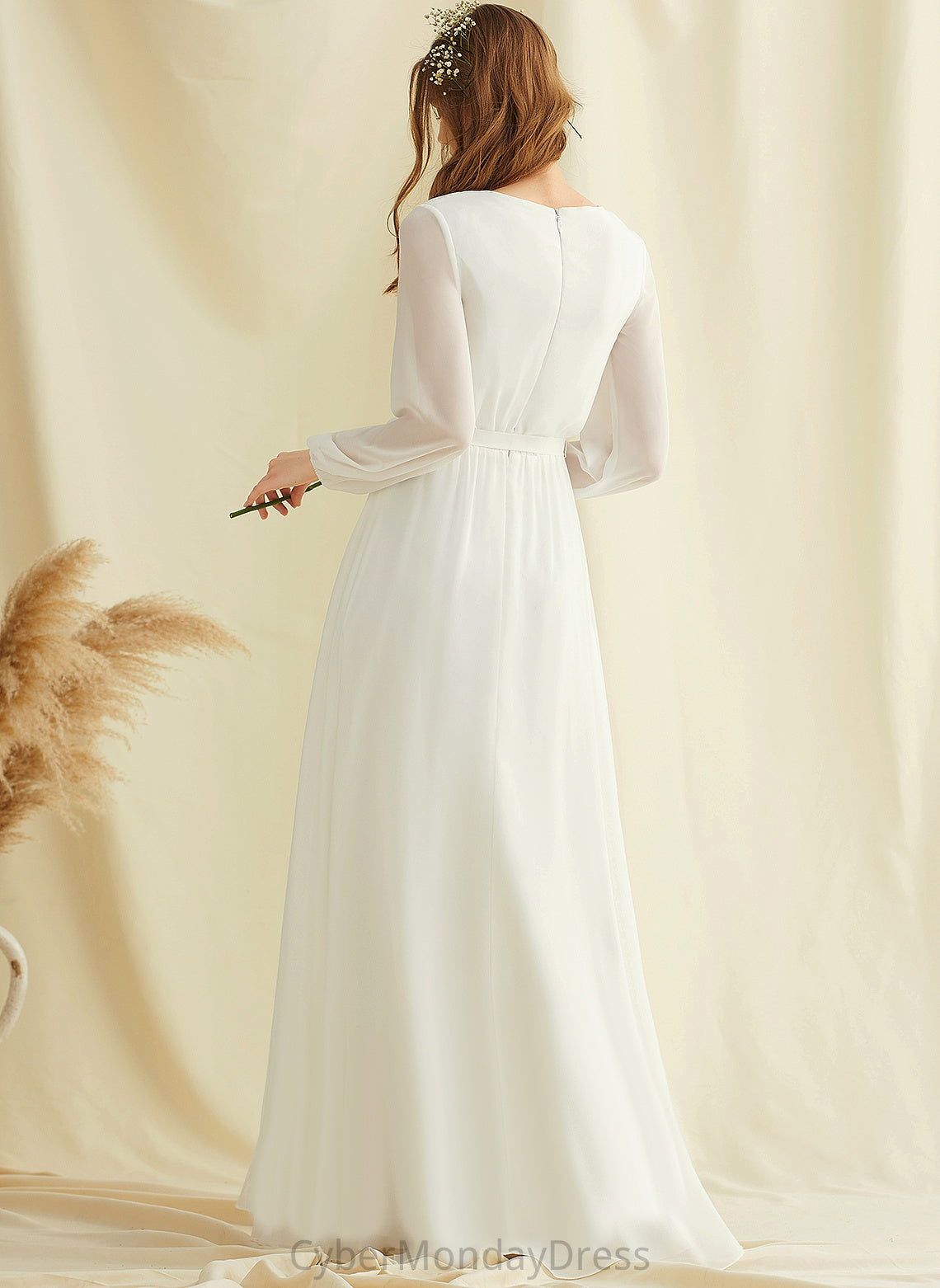 Dress Jamie V-neck Chiffon Wedding Dresses A-Line Floor-Length Wedding