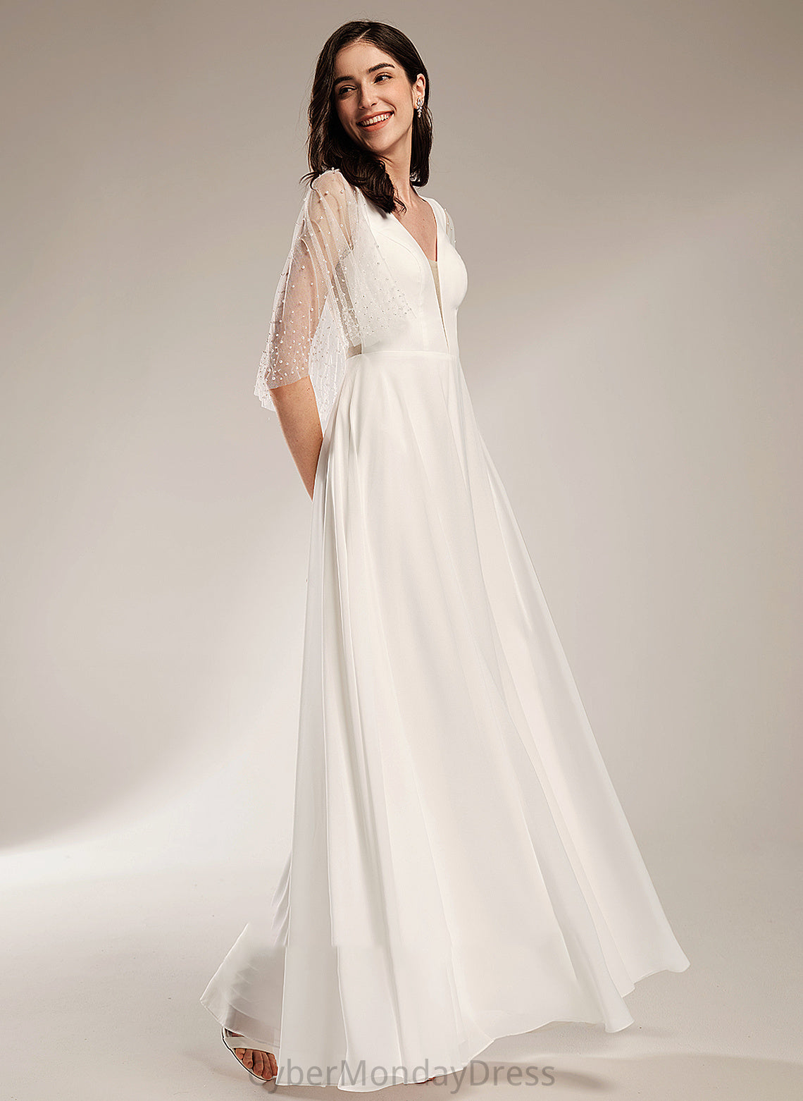 Wedding Dresses Marisol Beading Floor-Length Dress A-Line V-neck Wedding With