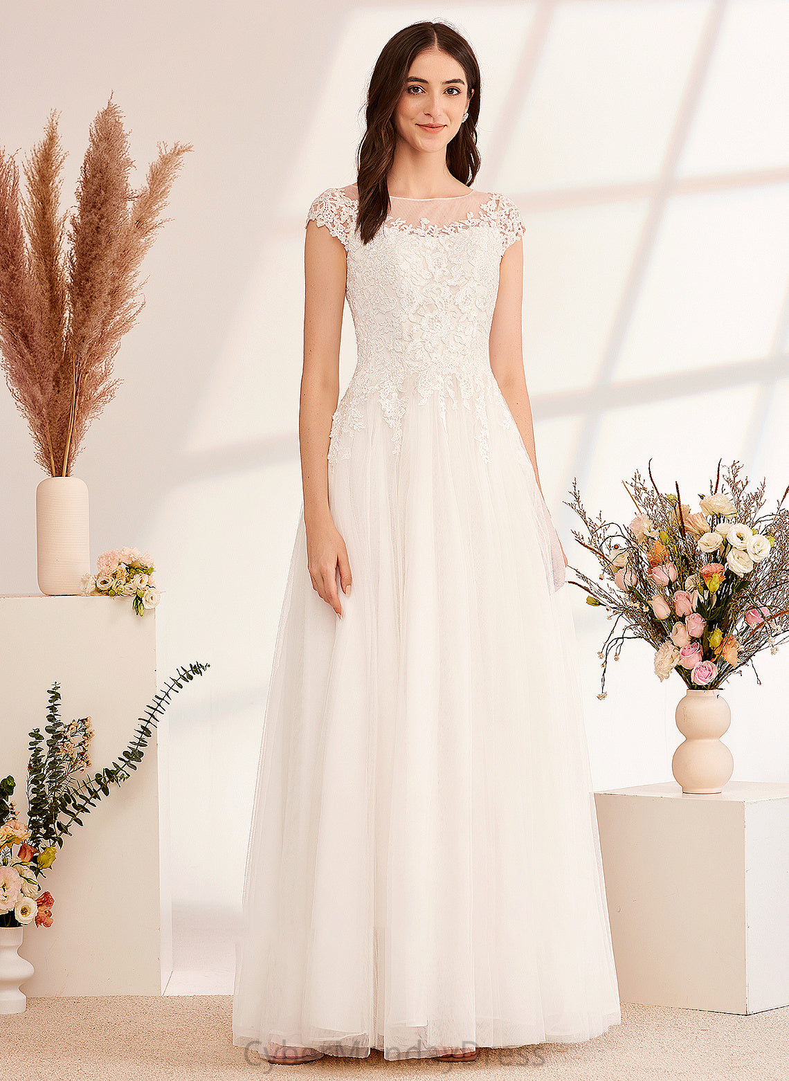 Dress Wedding Lace Ball-Gown/Princess Floor-Length Wedding Dresses Illusion With Alexandria