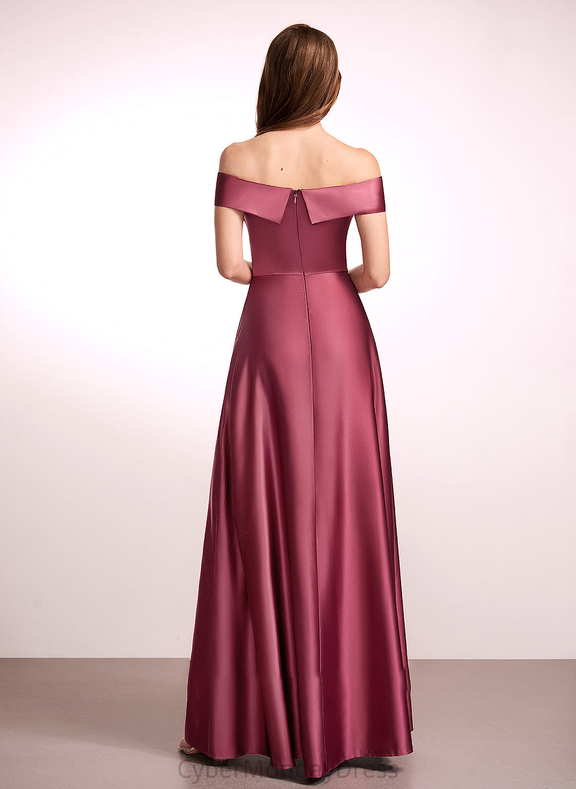 Length Neckline SplitFront A-Line Embellishment Fabric Silhouette Off-the-Shoulder Floor-Length Braelyn Bridesmaid Dresses