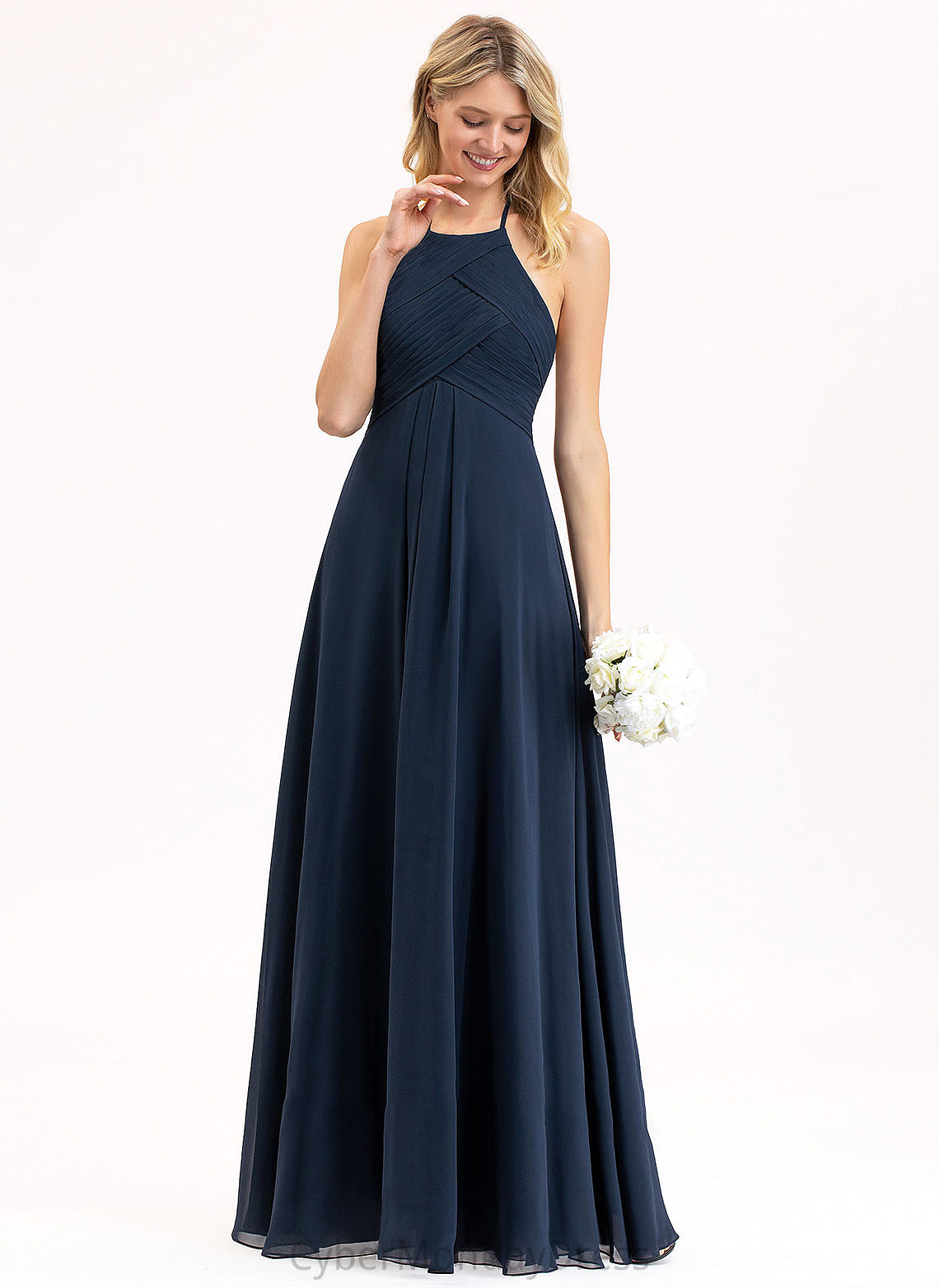 Length Embellishment Ruffle A-Line Silhouette Neckline Fabric ScoopNeck Floor-Length Audrina Bridesmaid Dresses