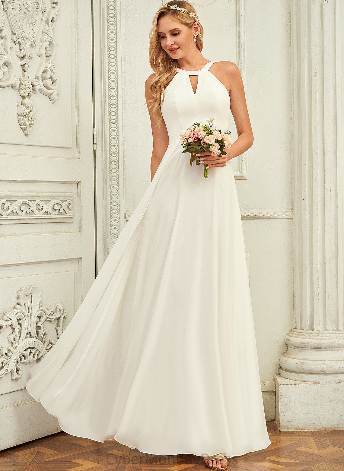 Floor-Length Wedding Dresses Scoop Finley Dress Chiffon A-Line Wedding