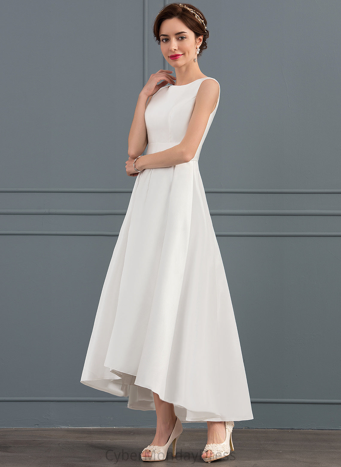 Wedding Dress Satin A-Line Wedding Dresses Asymmetrical Square Maisie