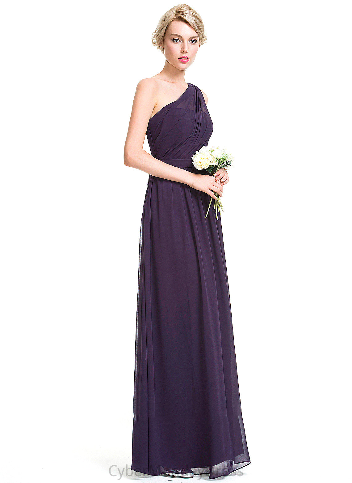 Floor-Length Length Embellishment Neckline Silhouette One-Shoulder Ruffle Fabric A-Line Eleanor Bridesmaid Dresses