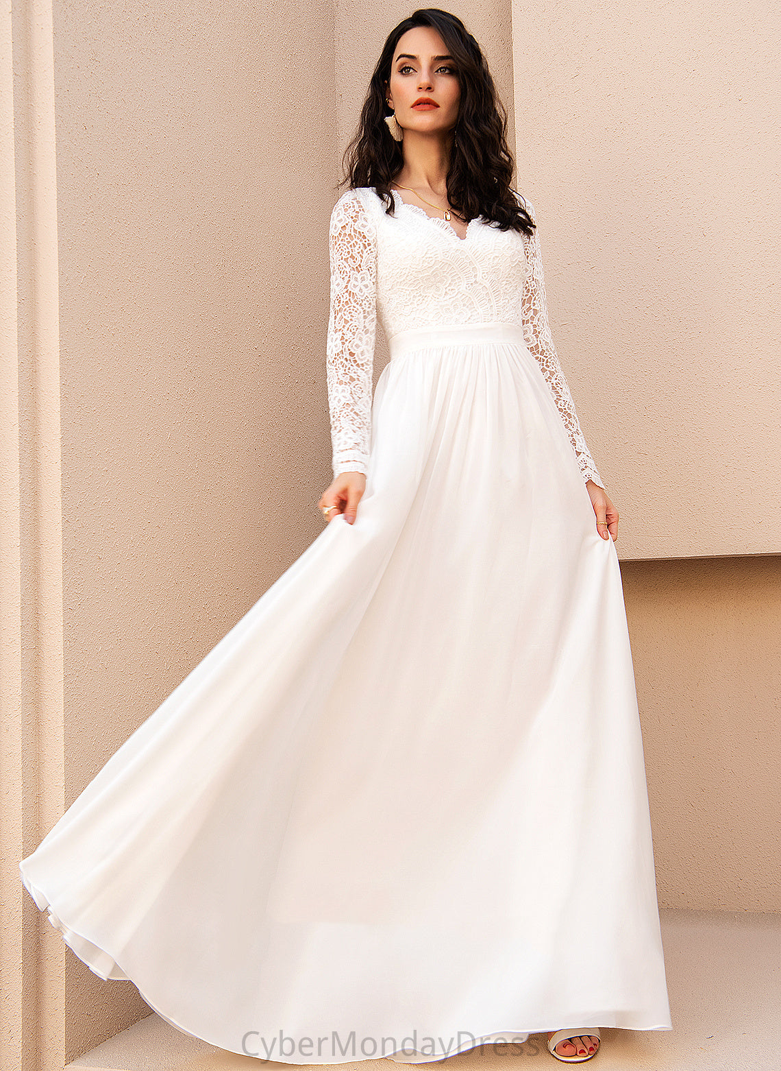 Dress Chiffon V-neck Wedding Dresses A-Line Floor-Length Wedding Sophie