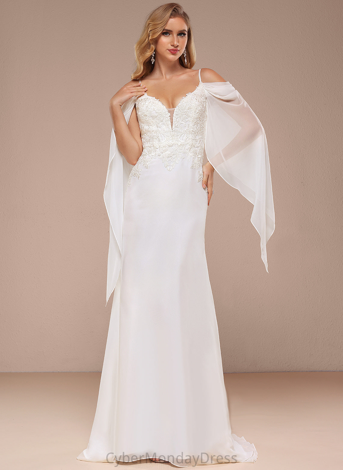 Train Ainsley Lace Wedding Dress Sweep Wedding Dresses Trumpet/Mermaid Shoulder Chiffon Cold