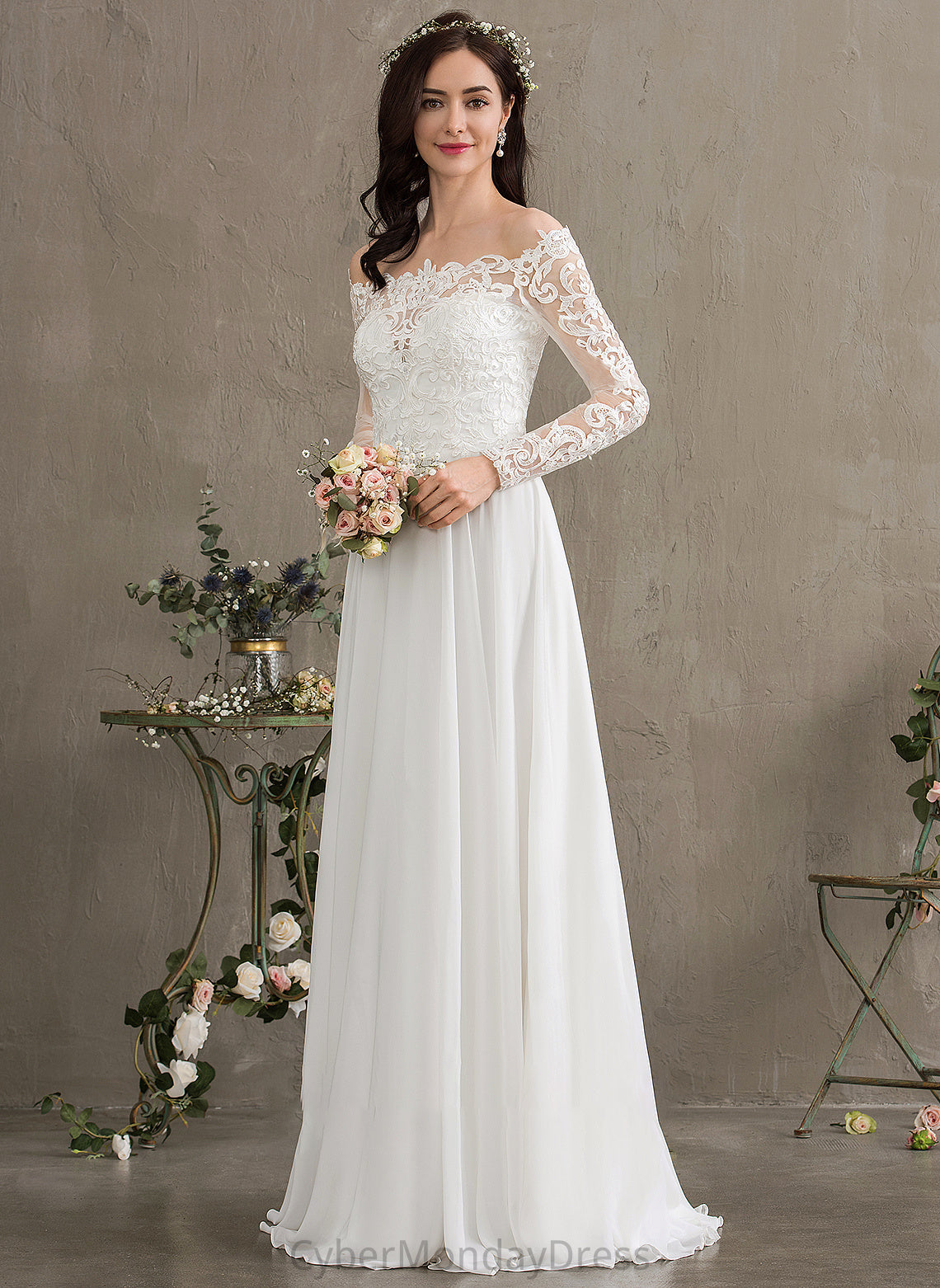 Floor-Length Wedding Stacy Chiffon Dress A-Line Wedding Dresses