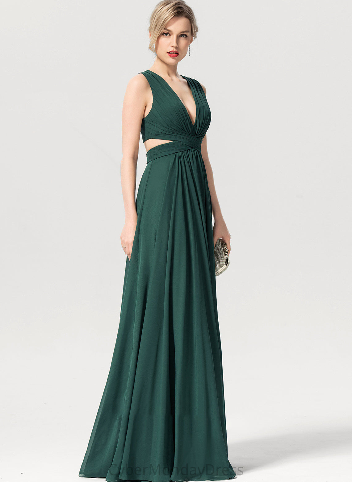 V-neck Length Neckline A-Line Silhouette Fabric Sleeve Floor-Length Kayden Bridesmaid Dresses