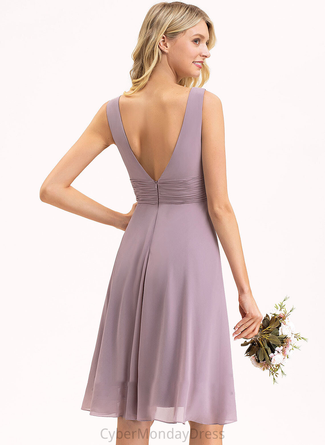 Length Asymmetrical V-neck Neckline Fabric Ruffle Silhouette Embellishment A-Line Patsy Floor Length A-Line/Princess Bridesmaid Dresses