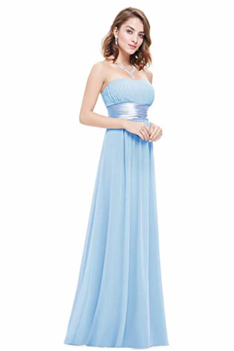 Chiffon Sweetheart Neck A Line Sleeveless Wedding Bridesmaid Long Evening Festive Party Dress