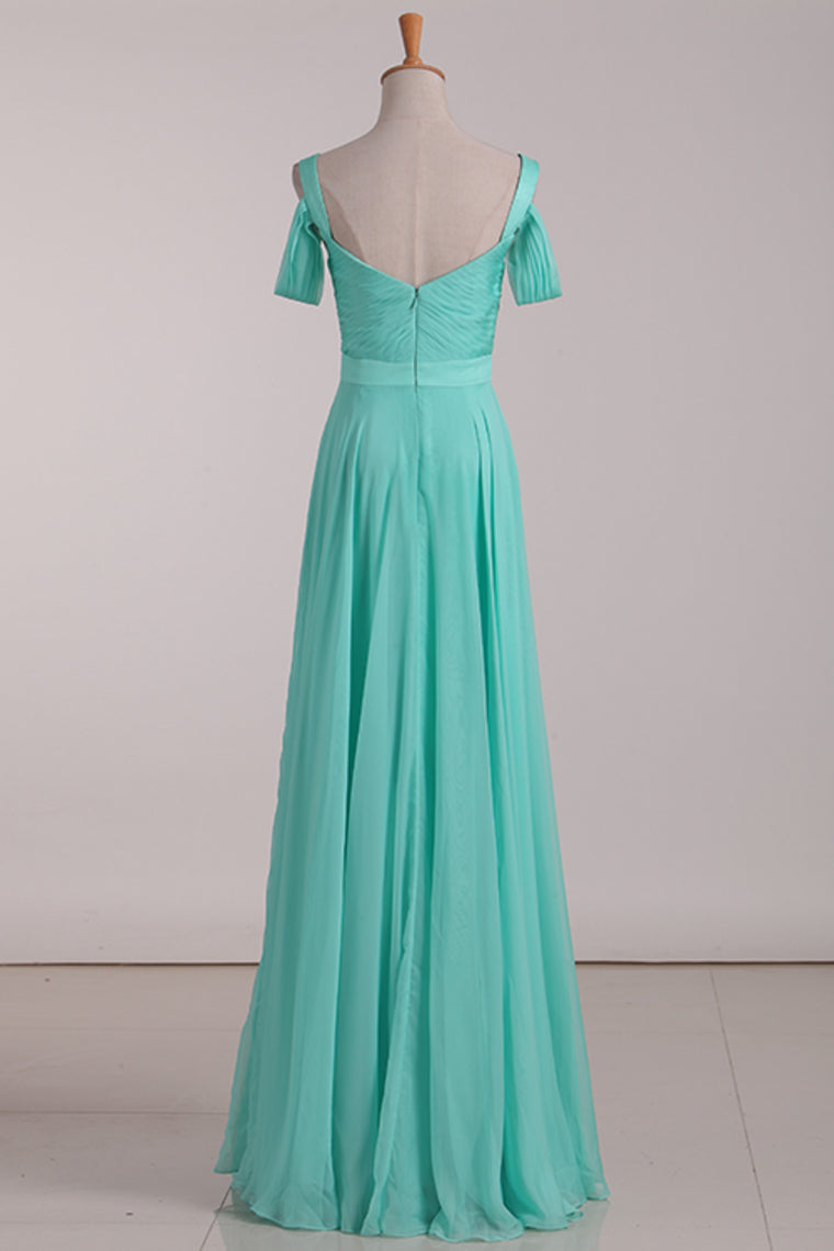 2024 Chiffon Straps Bridesmaid Dresses Ruffled Bodice A Line