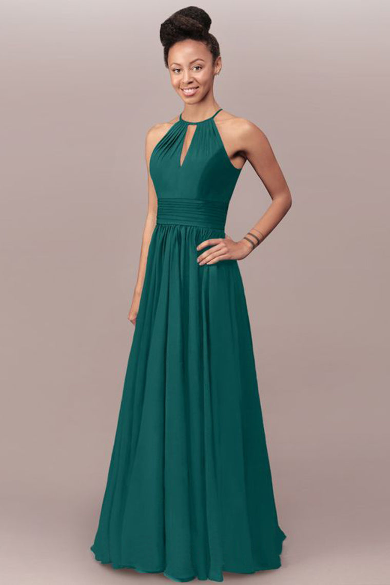 2024 Chiffon Bridesmaid Dresses Scoop With Ruffles Floor Length