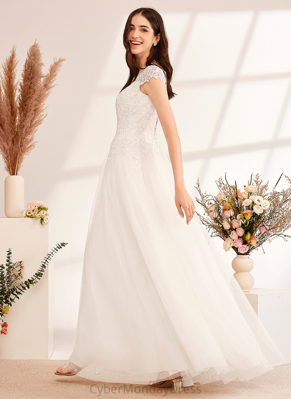 Dress Wedding Lace Ball-Gown/Princess Floor-Length Wedding Dresses Illusion With Alexandria