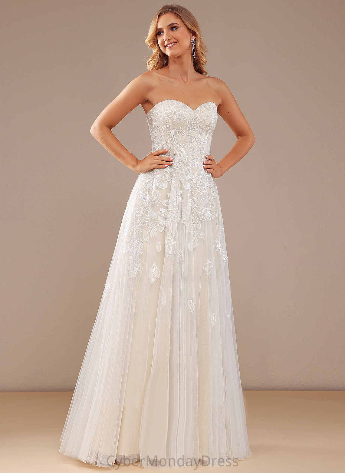 Lace Wedding Sweetheart Sequins Wedding Dresses Dress A-Line With Cameron Floor-Length